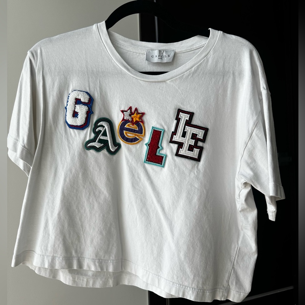 White Graphic Crop Top